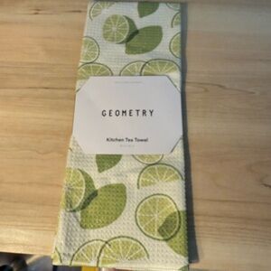 Geometry lime kitchen tea towel NWT